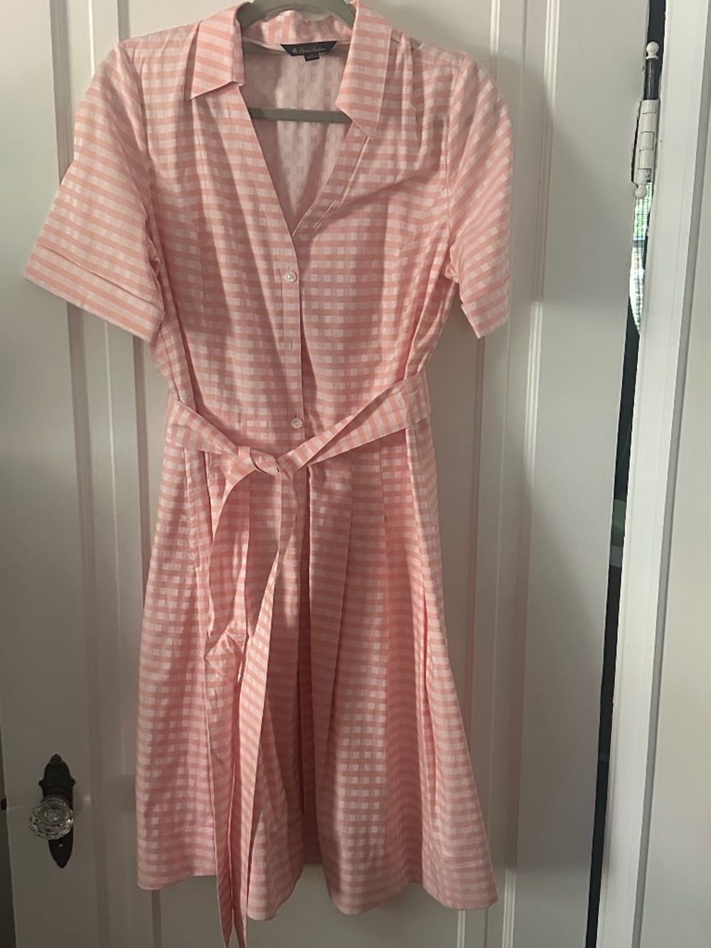 brand New  Brooks Brother, soft pink and white cotton dress